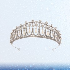 Silver Pearl Bride Crown Rhinestone Headband Wedding Hair Accessories