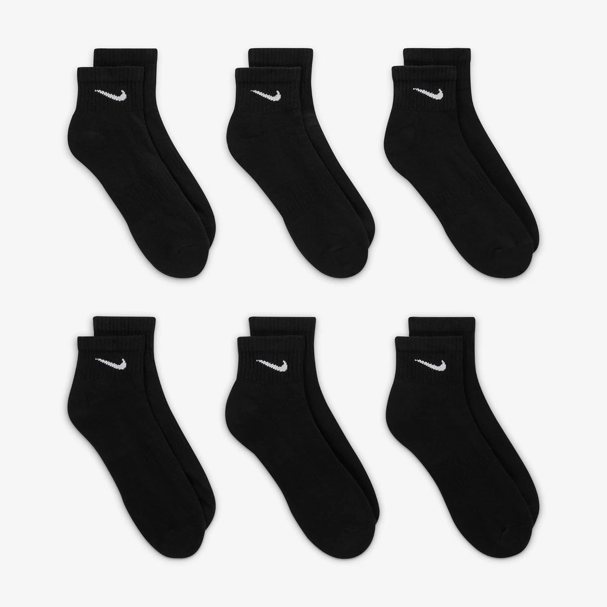 NIKE 6 X Sport Freizeit Socken Strümpfe 2X3er Pack SX7667, Farbe:Schwarz