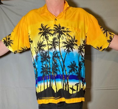Hawai Hemd, Vintage Mode, 1980er, top Zustand, Gr.L, Ocean Current, gelb