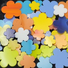 THREE Pieces Happy Flowers 96 COE Precut Glass Design Shape Choice of Color Size
