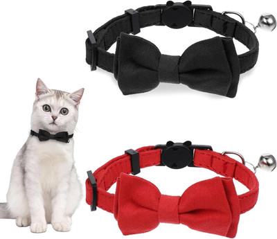 2pcs Red Cat Bowtie Collar, Cat Collar with Bells, Cats Bow Tie, Small Pet Safet