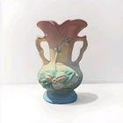 Vintage Hull Pottery Double Handle Wildflower Vase,  Stamp W-1-5 1/2, 5.5" Tall