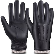 Mens Leather Gloves Touchscreen Texting, Winter Gloves Men Cold Weather with ...