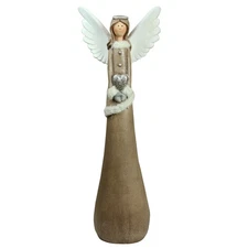 Northlight 24" Brown Silver Eco-Friendly Angel Heart Christmas Tabletop Figure