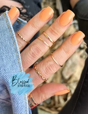 Red Aspen CANTALOUPE CAMI Medium Square Press On Nails Dashes New!