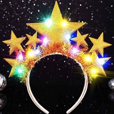 Light Up Star Headband Silver Glowing LED Hair Accessories Star Costume