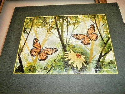 Edmon H. Benavides (1942-1986) ''Butterfly'' Watercolor? Framed VG!