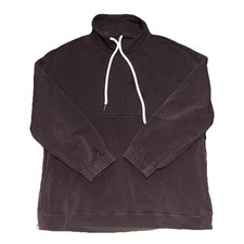 Varley Women Sweater Medium Brown Side Zipper Mock Neck Drawstring
