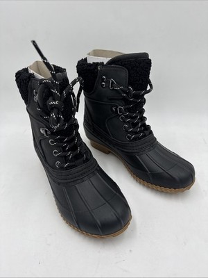 Tommy Hilfiger Rainah Duck Rain  Snow Boot Black Leather Mens Size 5m - Defects