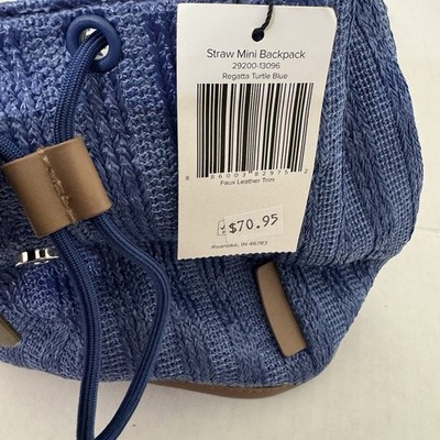 Vera Bradley Straw Mini Backpack Regatta Turtle Blue Sea  display picture 3