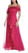 NWT Rene Ruiz Organza And Tulle Off-the-Shoulder Strapless Pink Gown Size 12