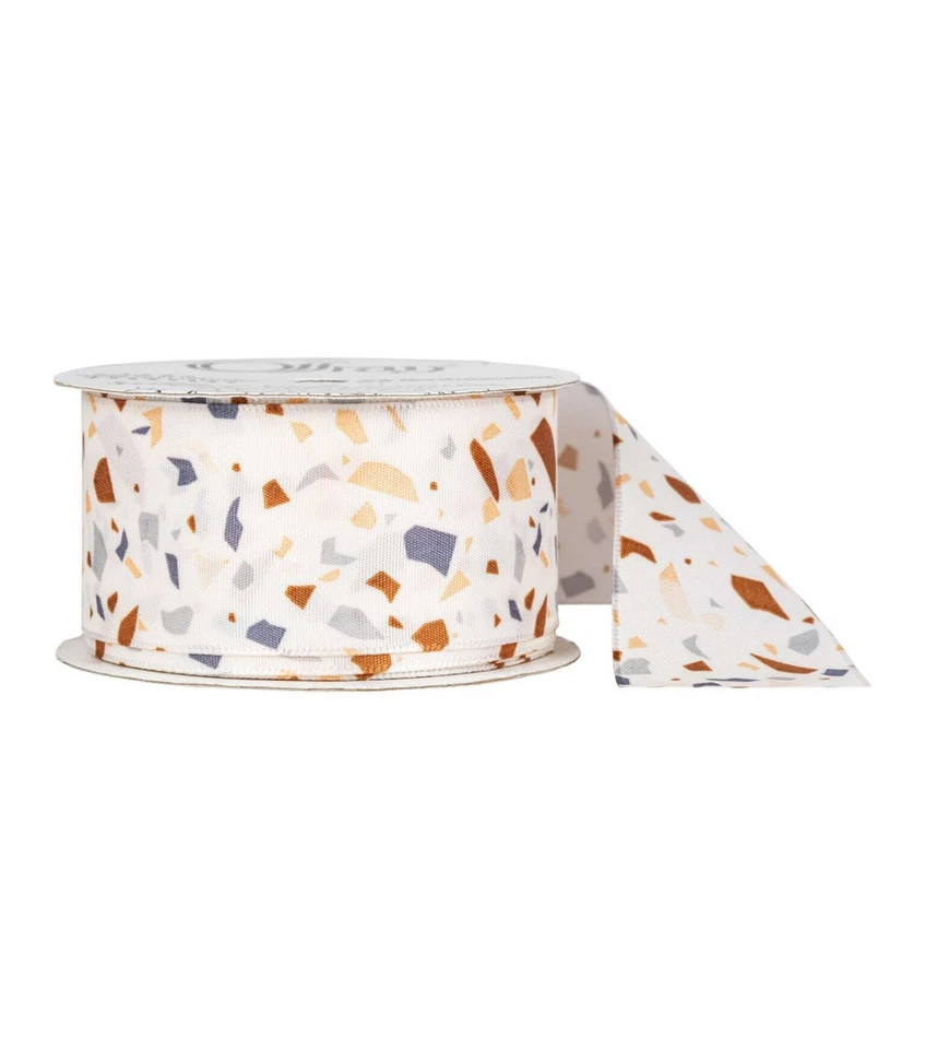 Fita de cetim Offray 1,5" x 9' terrazzo neutro face única lote de 2 - Imagem 2 de 4