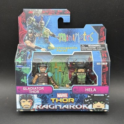 2017 MiniMates MARVEL THOR RAGNAROK 2 Pack GLADIATOR THOR & HELA interchangeable
