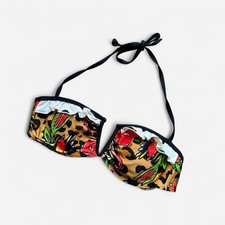 Iron Fist brand y2k cheetah and Bird print halter bikini top Small