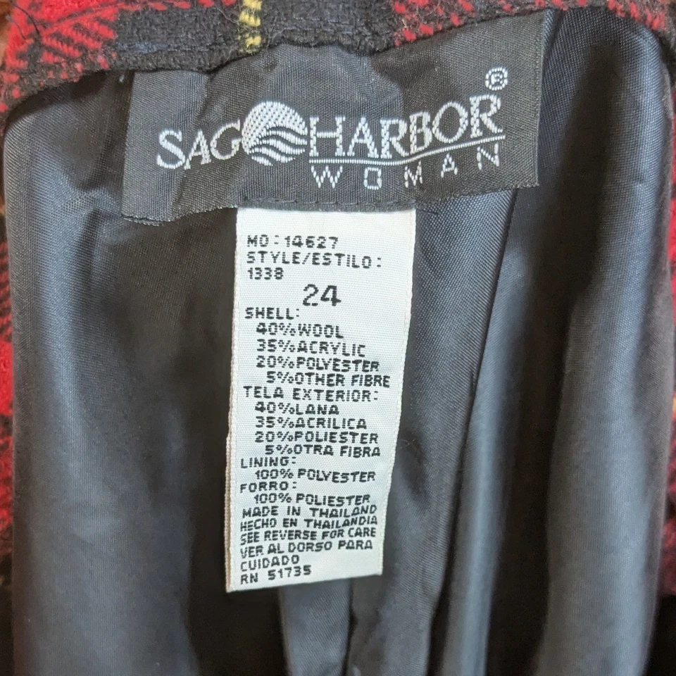 Nuevo con etiquetas Pantalones Cortos Sag Harbor De Colección Rojo Mezcla de Lana a Cuadros Sueltos Preppy Retro Para Mujer 24 Foto 3 de 4