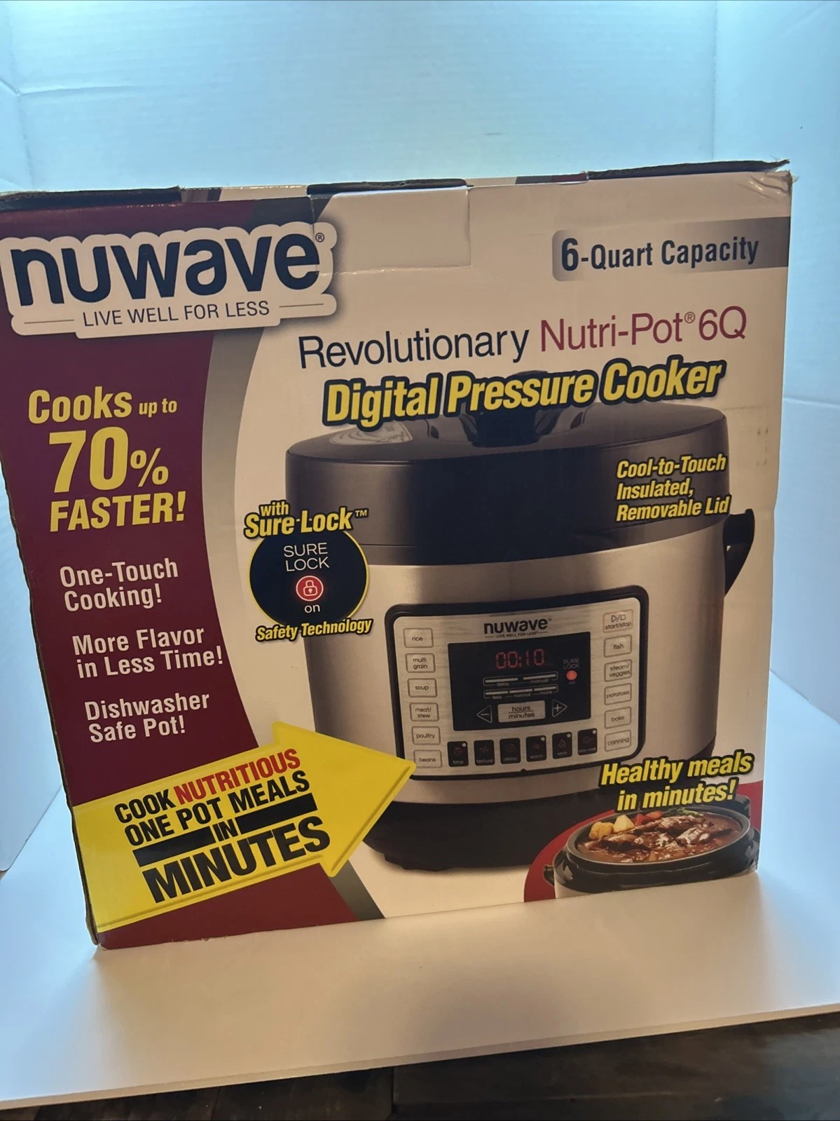 DIGITAL ELECTRIC PRESSURE COOKER, NuWAVE 6 QT NUTRI-POT MODEL #33102 NOB
Opens in a new window or ta