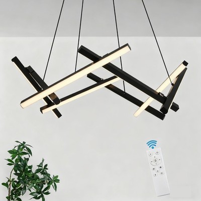 Modern LED Chandelier Dimmable Pedant Light Remote Control 27.5'' Living Room
