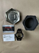 Casio G-Shock GW-500A Mens Watch Black Gold Dial Resin Box Papers Analog Digital