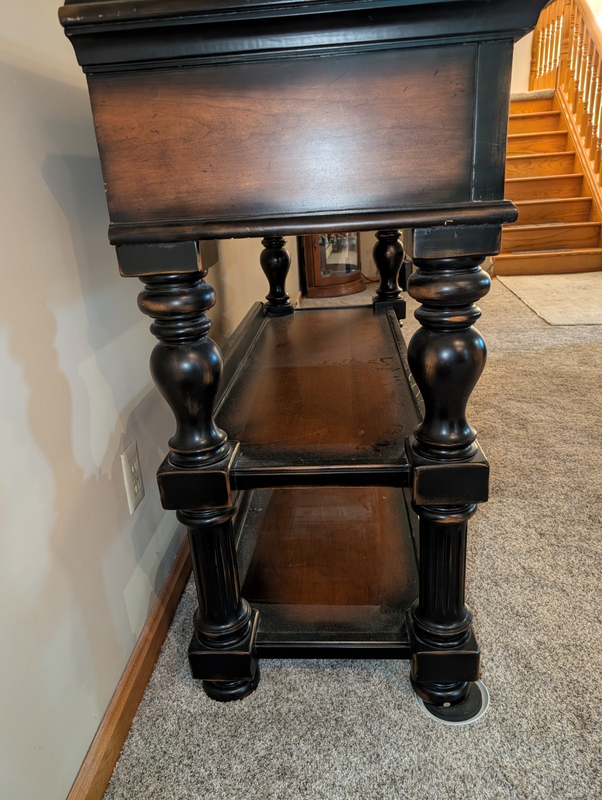 Barley Twist Console Table With 2 Foliage Carved Drawers