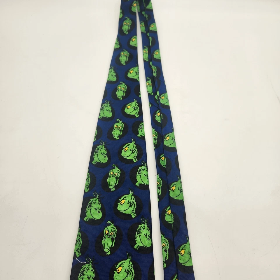 Corbata de poliéster vintage azul marca Dr Seuss How The Grinch robó Navidad Foto 3 de 4