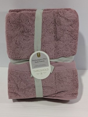 Threshold Performance Plus 2-Pc Bath Towel Set Mauve Extra Absorbent 100% Cotton
