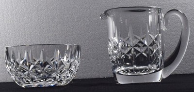 Vintage Waterford Crystal Lismore Cream Pitcher Creamer and Open Sugar Bowl