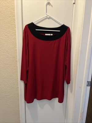 Susan Graver Liquid Knit Three-Quarter Sleeves Top
