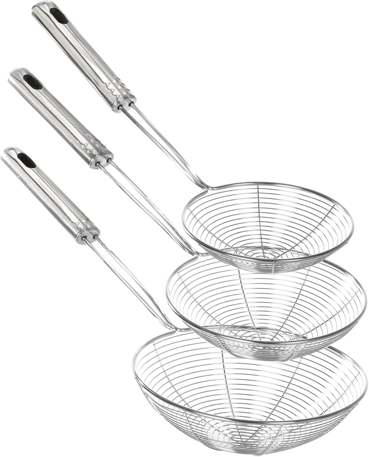 Enhanced Version Stainless Steel Spider Strainer Skimmer Ladle, Set of 3 Sizes K