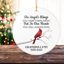Personalized On Angel's Wings Ornament, Custom Memorial Gift, Sympathy Gift, ...