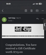 $715 self edge gift certificate