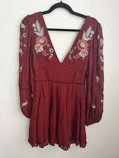 ASOS Burgundy Floral Embroidered Romper Size 4