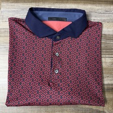 Greyson Performance Golf Polo Shirt Mens Large Maroon Geometric Wicking Stretch