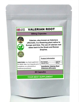YOUR BEST SUPPLEMENT Valerian Root Capsules 500mg 100% Natural (High Strength) Valeriana officinalis