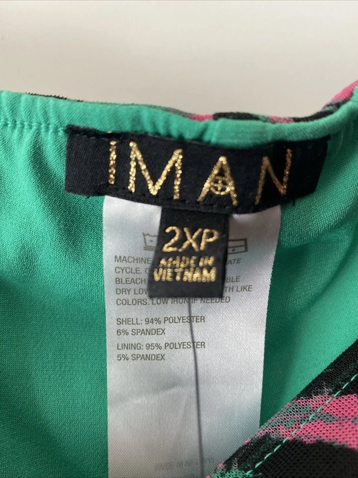 Iman Global Chic Womens Pants Size 2XP Green Tiger Palazzo Wide Leg Pull On - Изображение 4 из 4