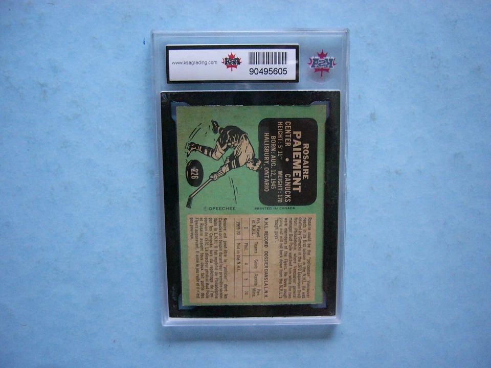 1970/71 O-PEE-CHEE NHL HOCKEY CARD #226 ROSAIRE PAIEMENT ROOKIE KSA 8 NM/MT OPC - Image 2 of 2