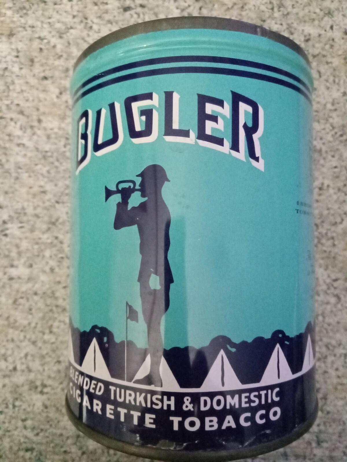 VINTAGE BUGLER CIGARETTE TOBACCO CAN BLENDED TURKISH & DOMESTIC EMPTY