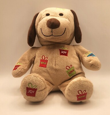 Dan Dee Puppy Dog Plush Stuff Animal Brown Christmas Presents Wish Joy Love Noel