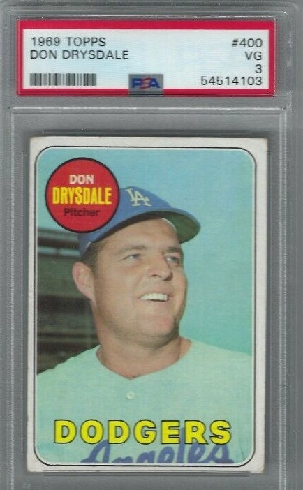 1969 TOPPS #400 DON DRYSDALE PSA 3 VG HOF DODGERS