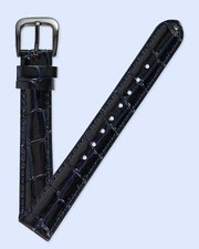 Ecclissi 16mm x 14mm Navy Blue Leather Crocodile Grain Strap original Buckle