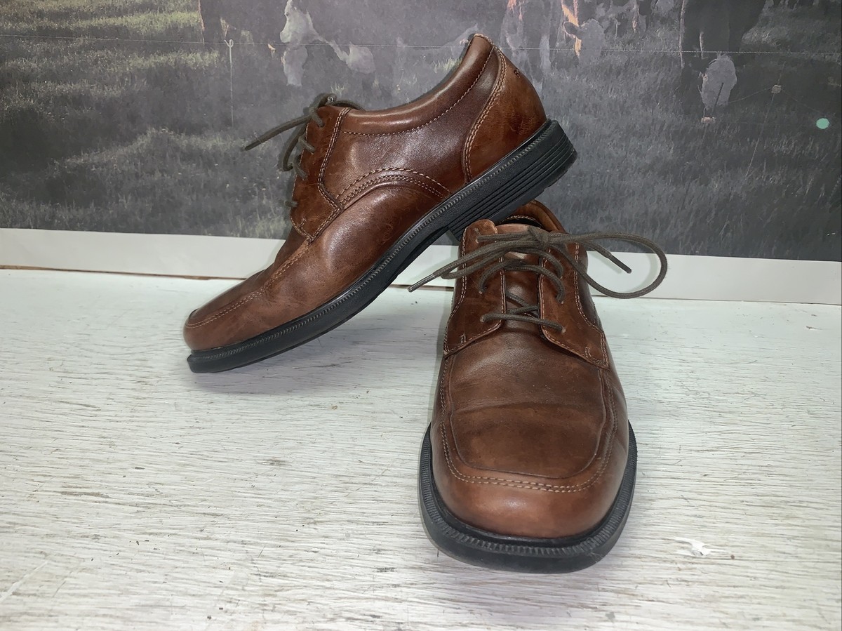 Rockport Mens Size 7.5 Oxford Shoes Brown Apron Toe Lace Up 