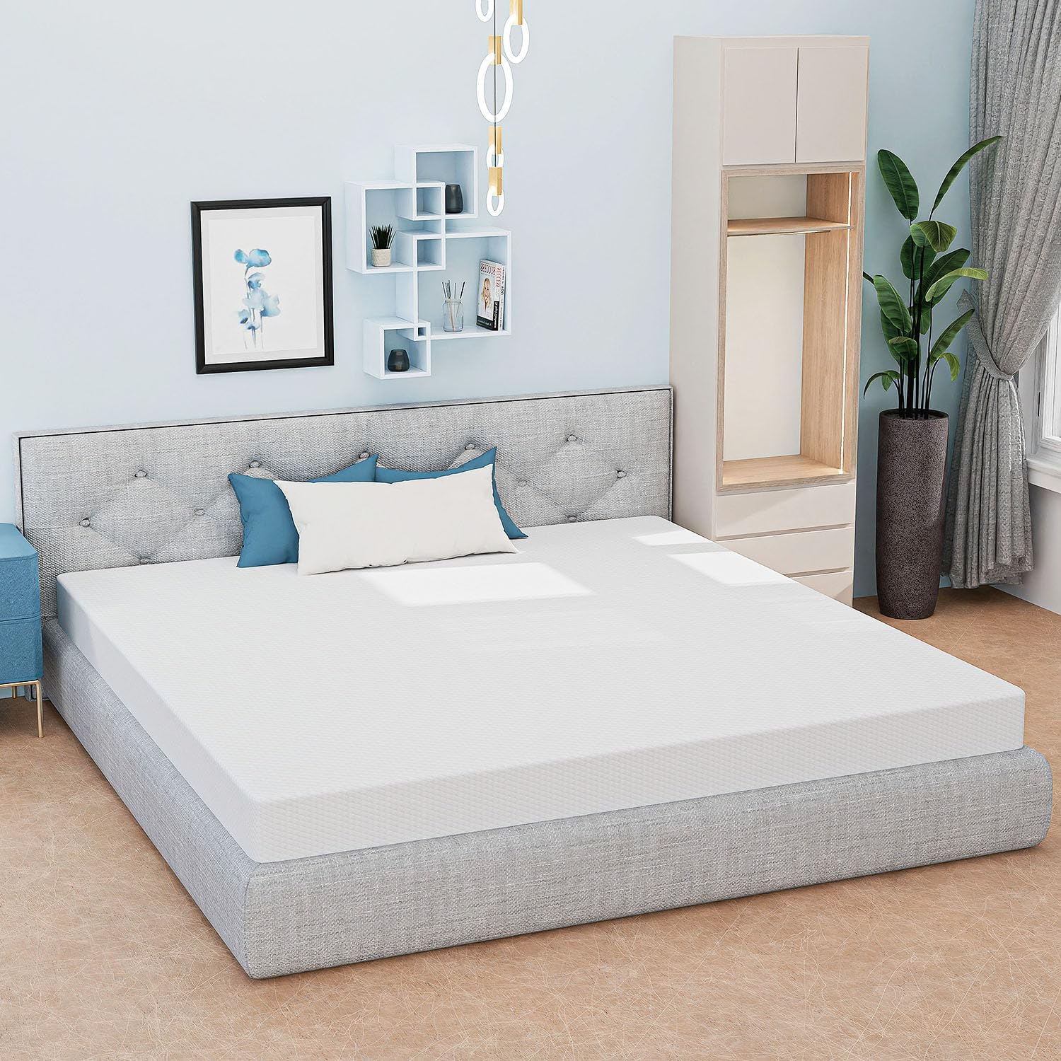 6 Inch King Size Mattress, Gel Memory Foam Mattress, Pressure Relieving, Cooling