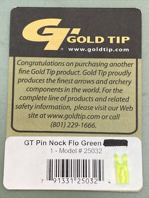 12 PK NEW GOLD TIP 25032 PIN NOCK FLO GREEN