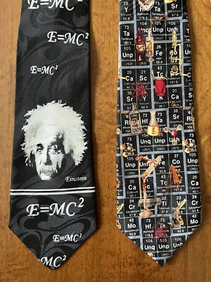 2 Neck Tie Lot Einstein Physics Science Physicist E=mc2 Periodic Table Elements