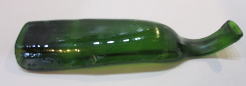 Vintage Handcrafted Melted Green Glass Wine Bottle Spoon Rest Folk Art 12" Long - Image 2 of 2