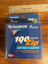 FujiFilm 100MB Zip Disk 5-Pack Brand New Sealed IBM Formatted Mac Compatible