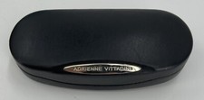 Adrienne Vittadini Black Hard Clamshell Eyeglasses Sunglasses Case Silver Logo