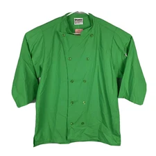 Uncommon Threads Unsex 3/4 Sleeve Chef Coat Green 10 Button Sz MD