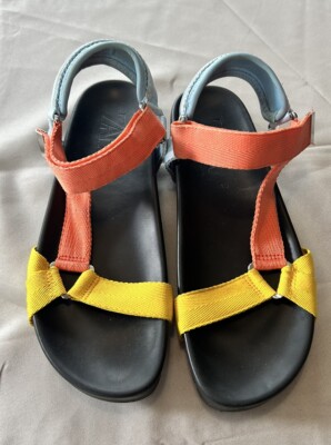 Zara Multicolor Strappy Hiking Beach Canvas Summer Flat Sandals 8