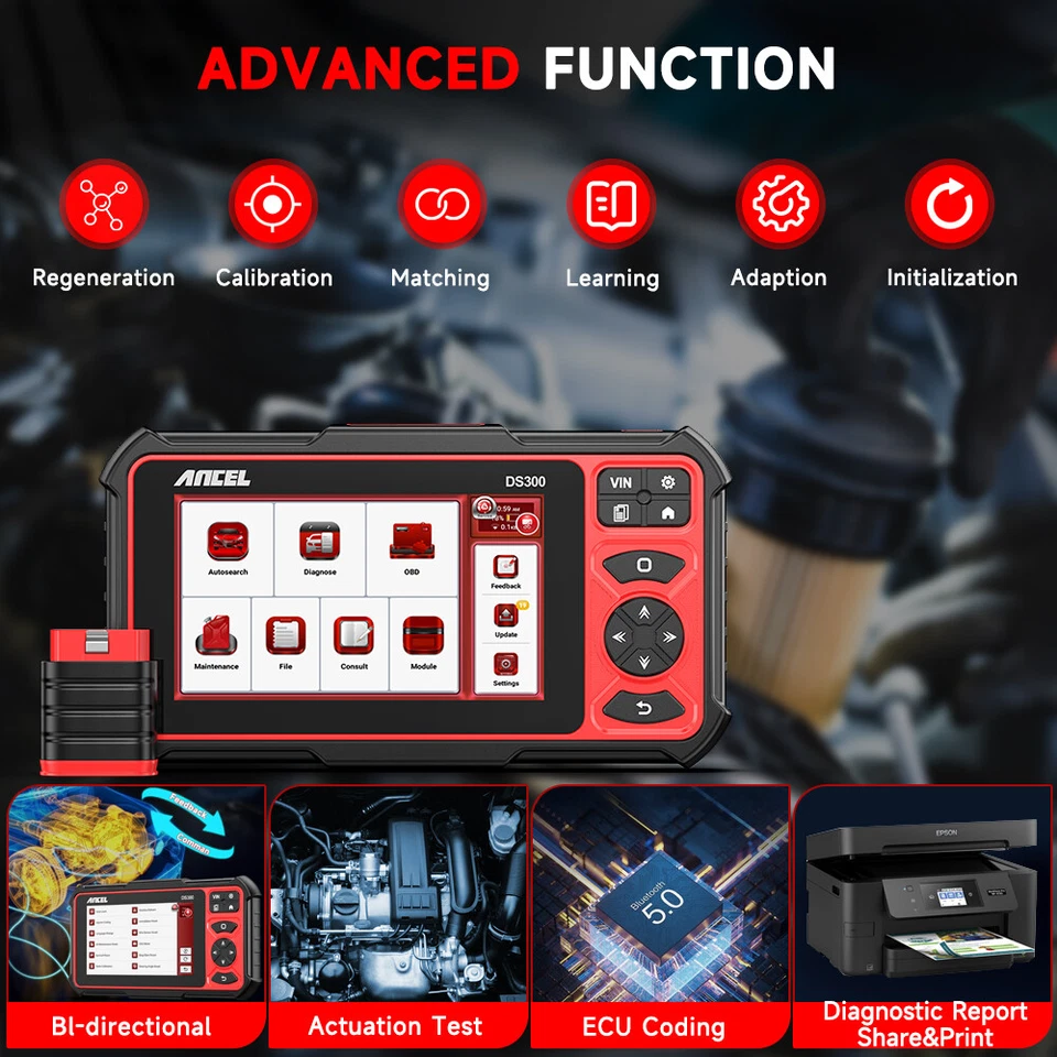 Двунаправленный автомобильный диагностический сканер ANCEL DS300 OBD2 ECU кодирование ключ программирование - Изображение 4 из 4