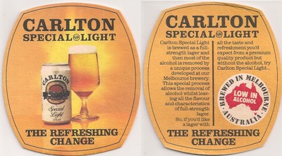 Carlton Special Light - Vintage Bierdeckel ''The Refreshing Change'' aus Australien